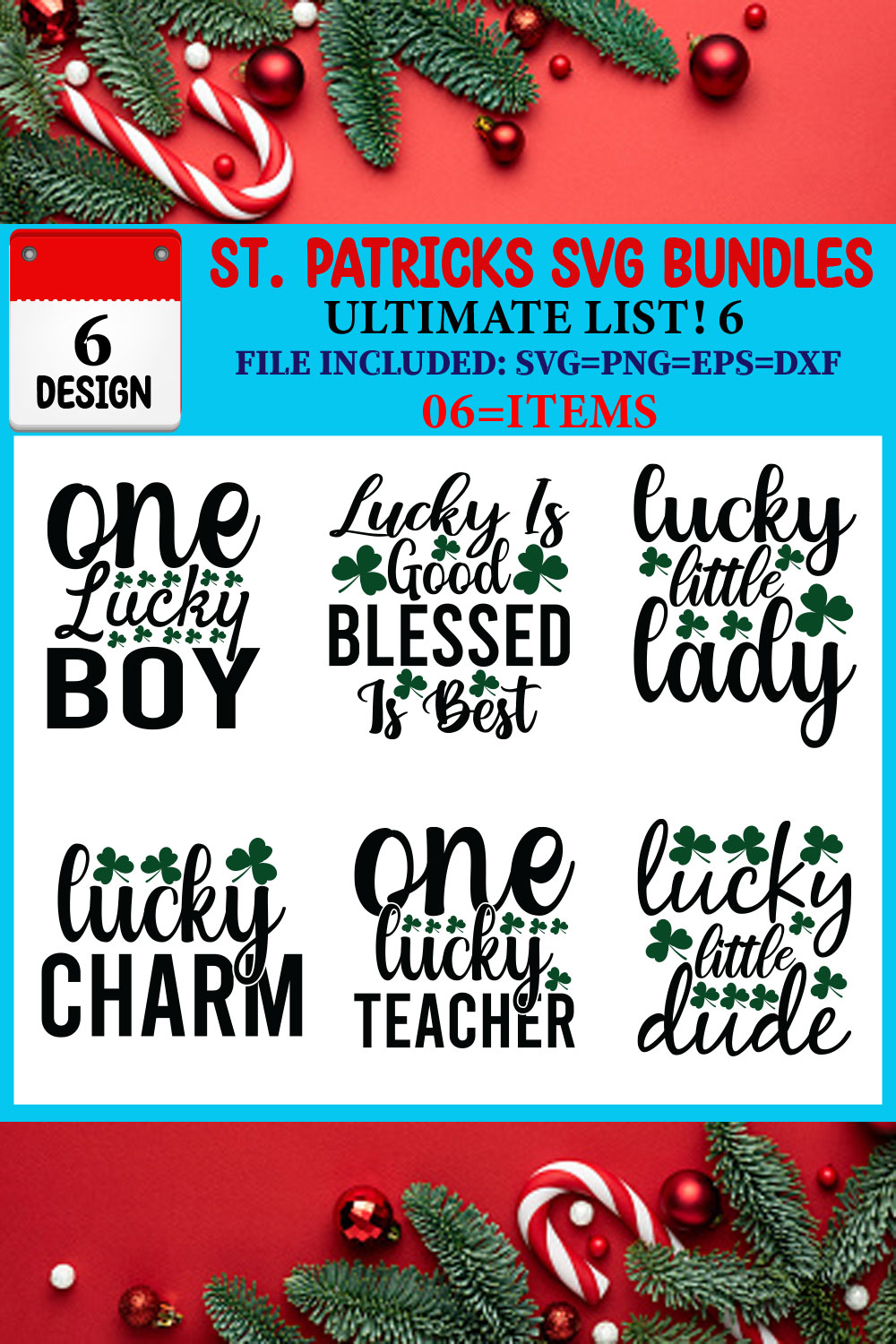 St Patricks T-shirt Design Bundle pinterest preview image.