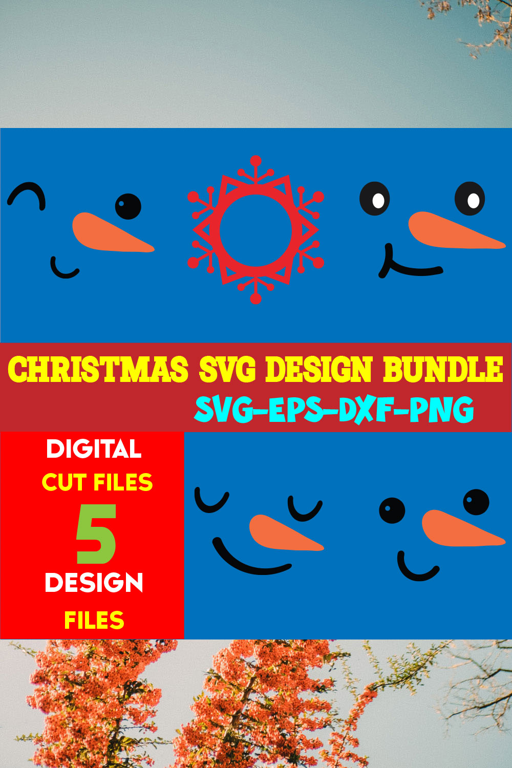 Christmas SVG T-shirt Design Bundle Volume-71 pinterest preview image.