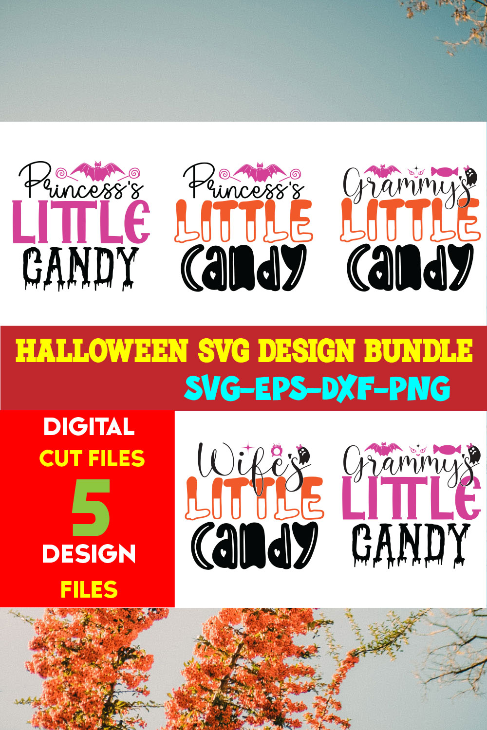 Halloween T-shirt Design Bundle Vol-17 pinterest preview image.