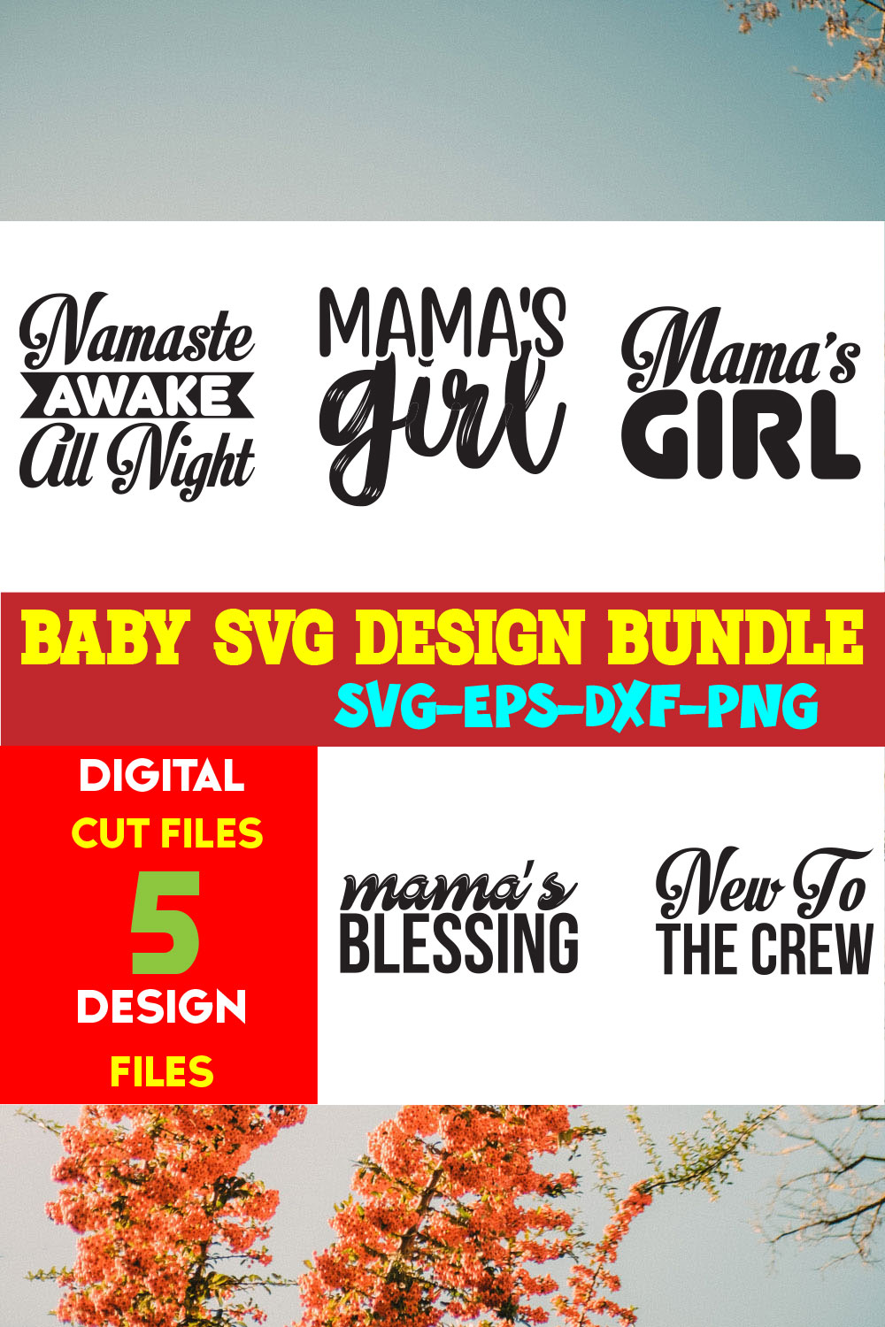 Baby T-shirt Design Bundle Volume-20 pinterest preview image.