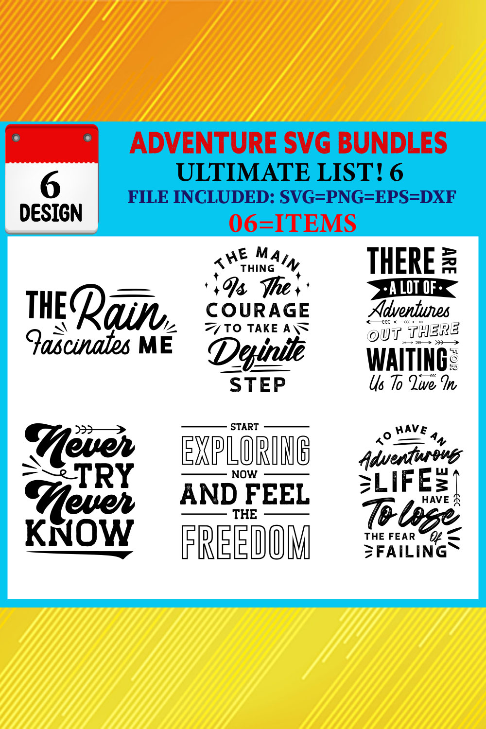 Adventure T-shirt Design Bundle Vol-06 pinterest preview image.