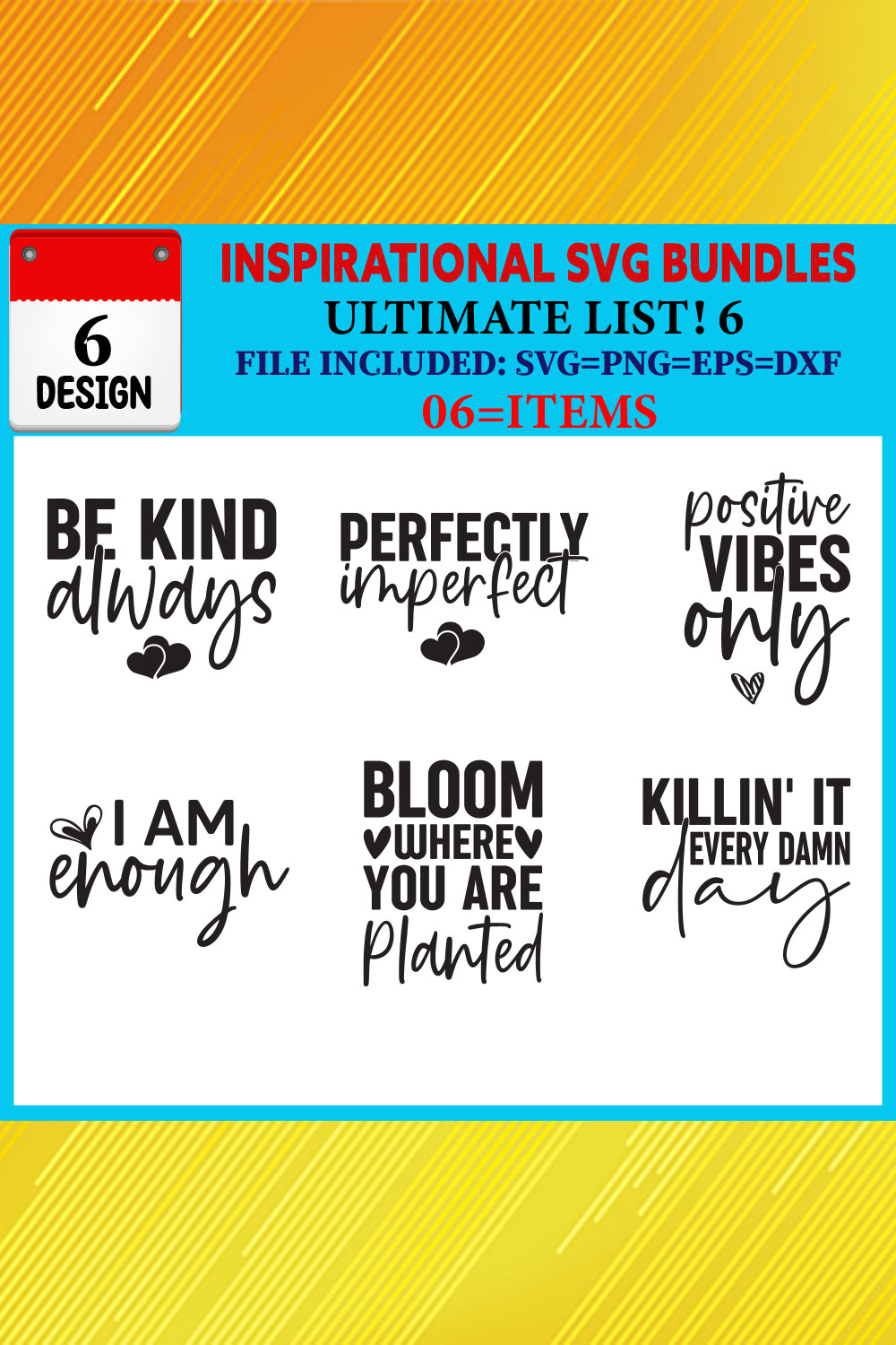 Inspirational T-shirt Design Bundle Vol-01 pinterest preview image.