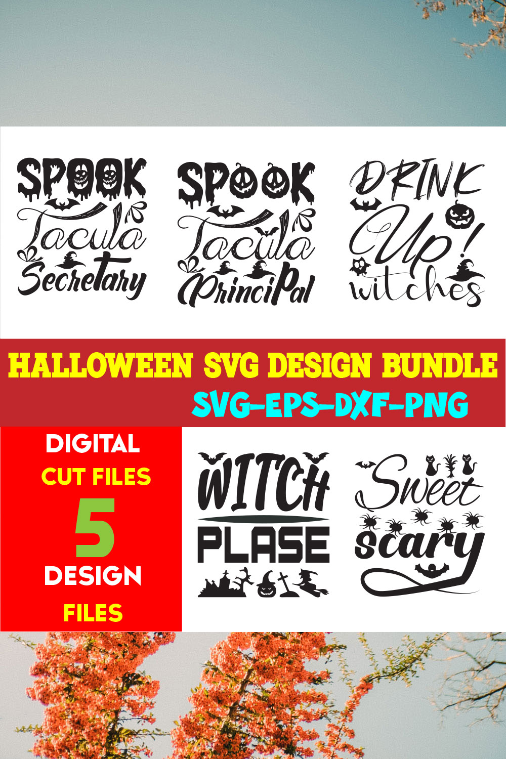 Halloween T-shirt Design Bundle Vol-35 pinterest preview image.