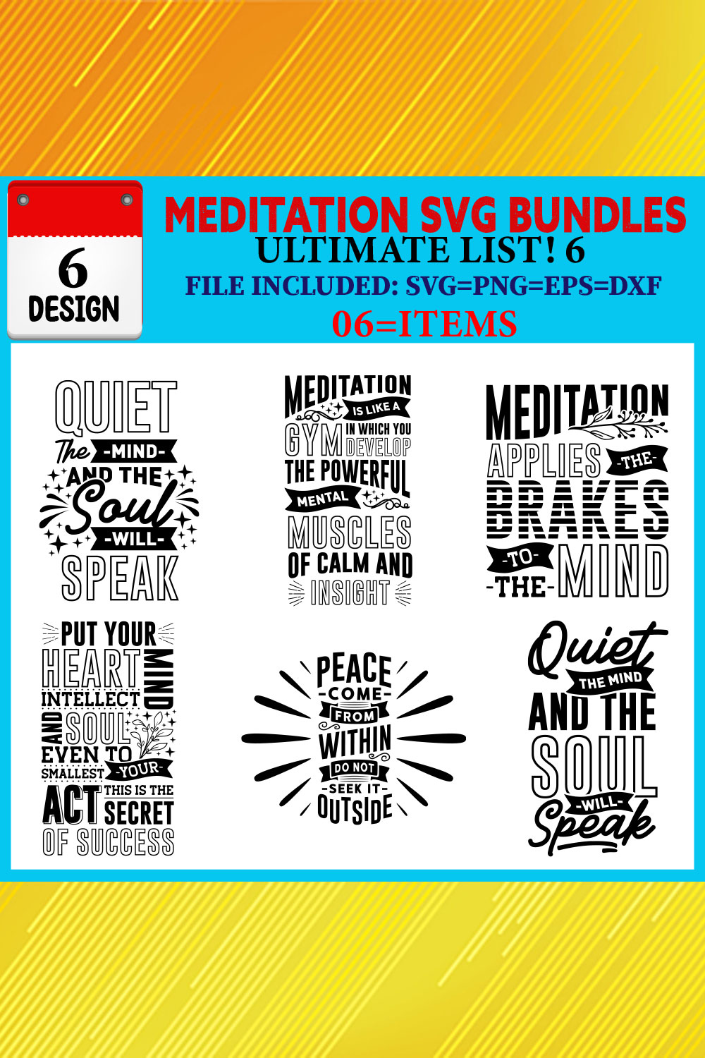 Meditation T-shirt Design Bundle Vol-02 pinterest preview image.