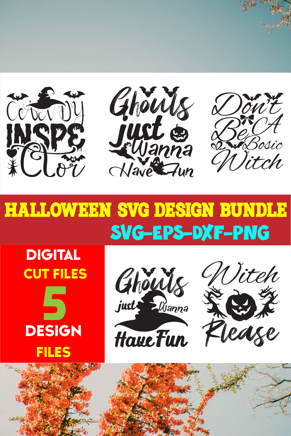 Halloween T-shirt Design Bundle Vol-26 pinterest preview image.