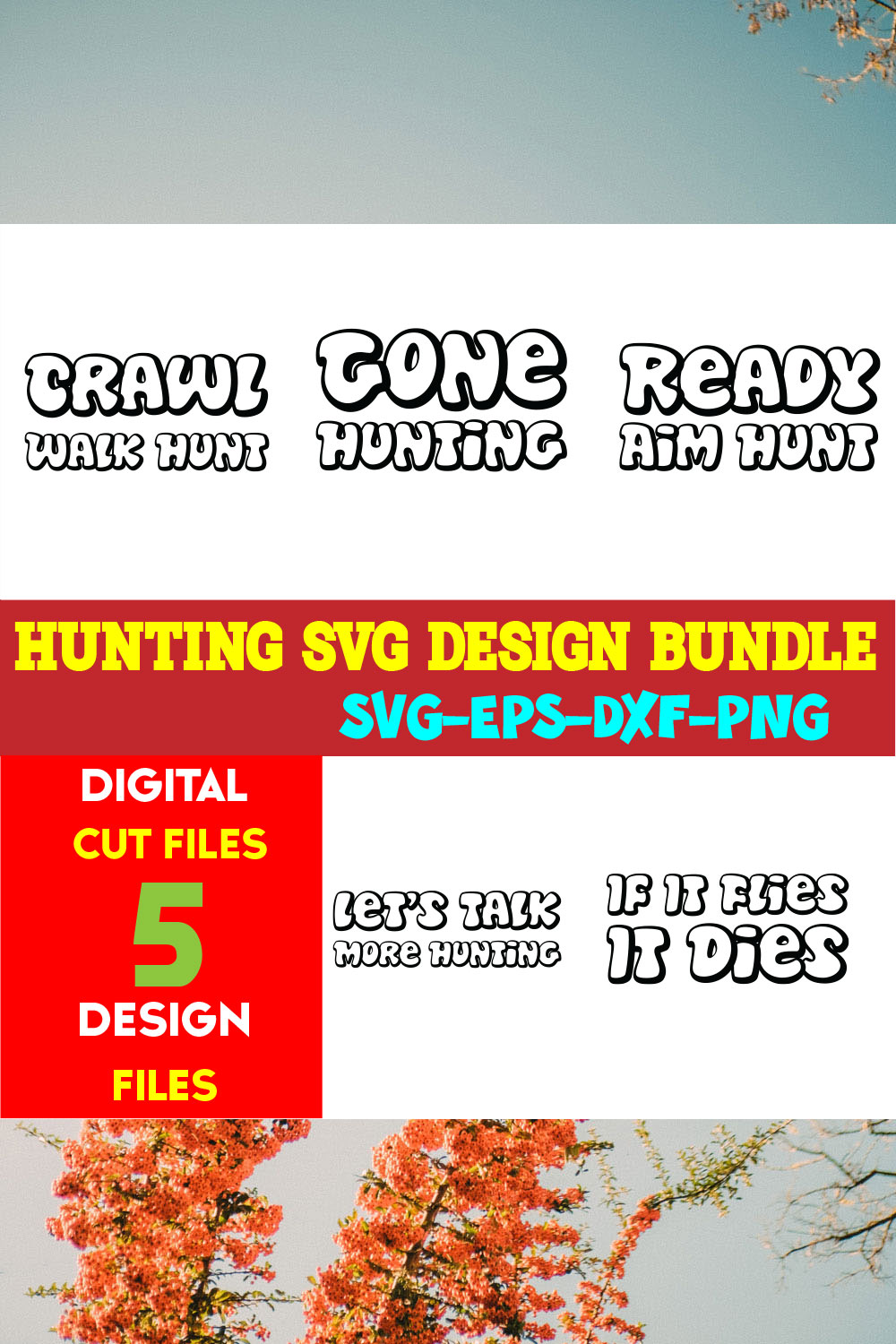 Hunting T-shirt Design Bundle Vol- 05 pinterest preview image.