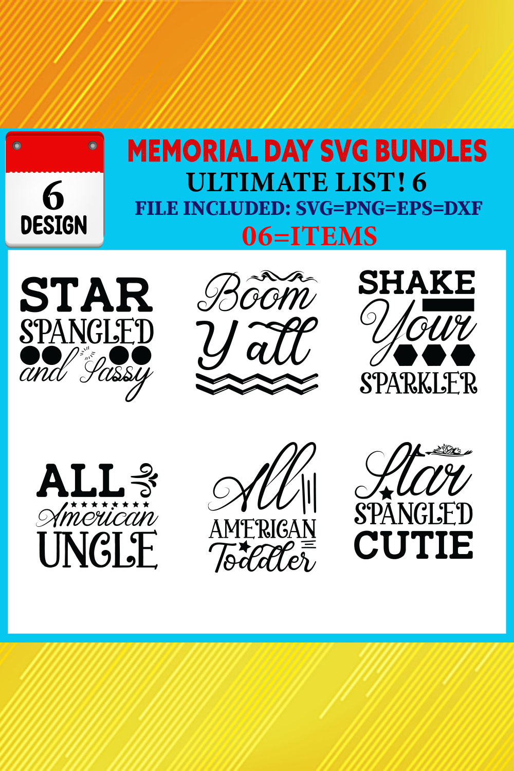 Memorial Day T-shirt Design Bundle Vol-02 pinterest preview image.