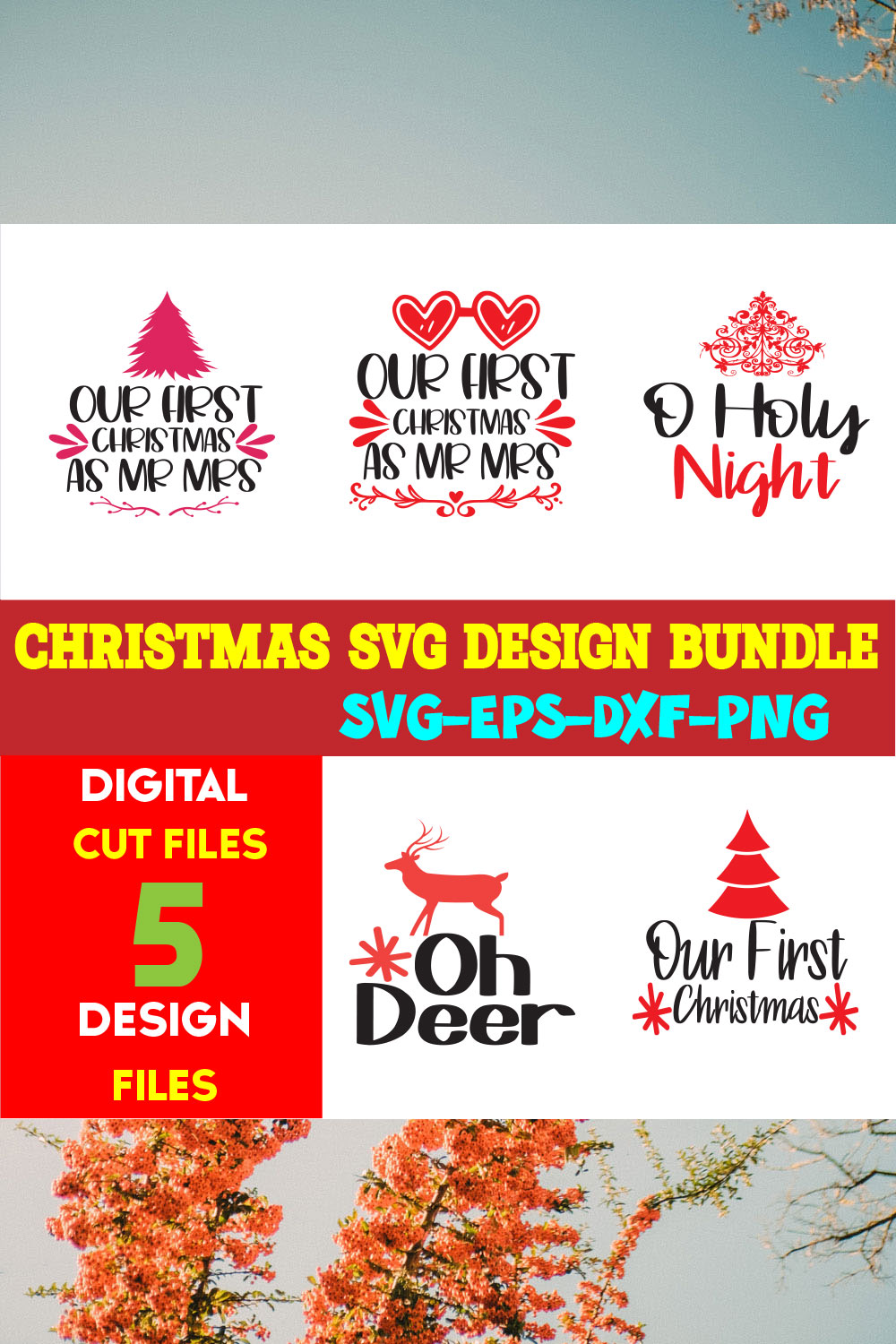 Christmas SVG T-shirt Design Bundle Volume-106 pinterest preview image.