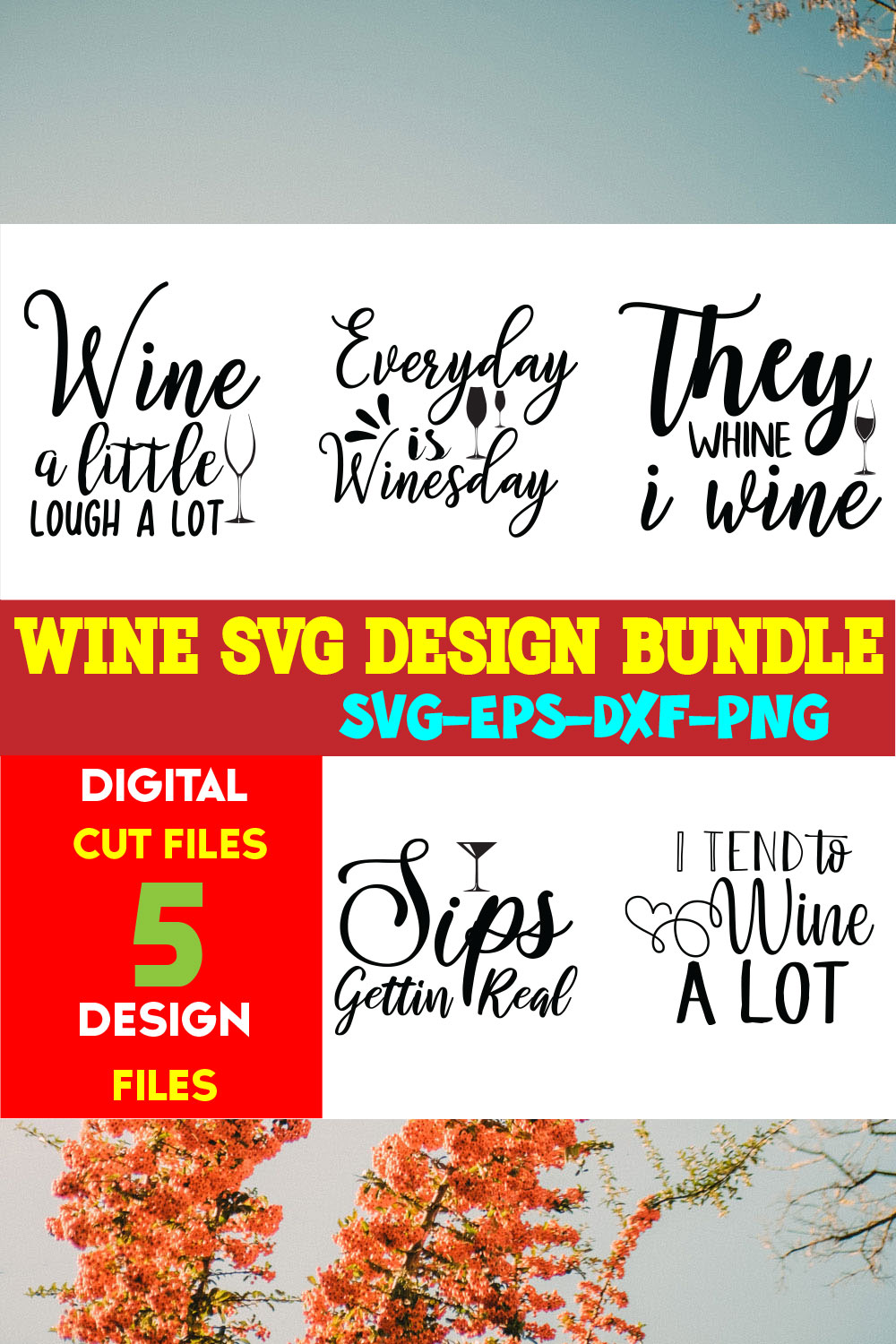 Wine T-shirt Design Bundle Volume-03 pinterest preview image.