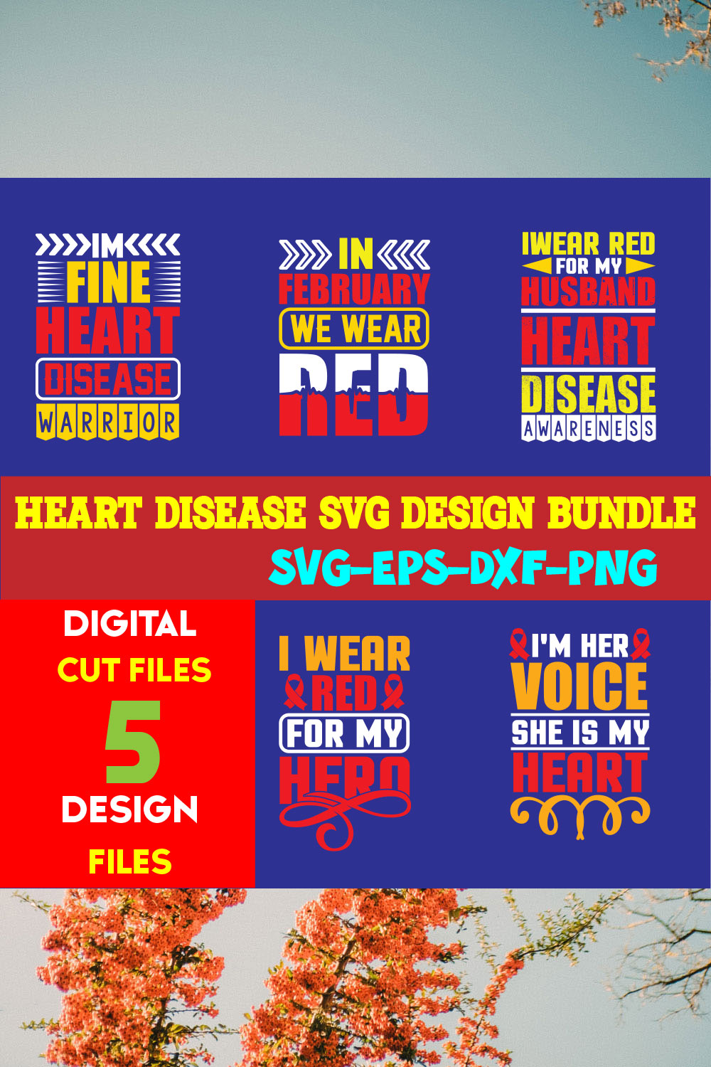 Heart Disease T-shirt Design Bundle Volume-02 pinterest preview image.