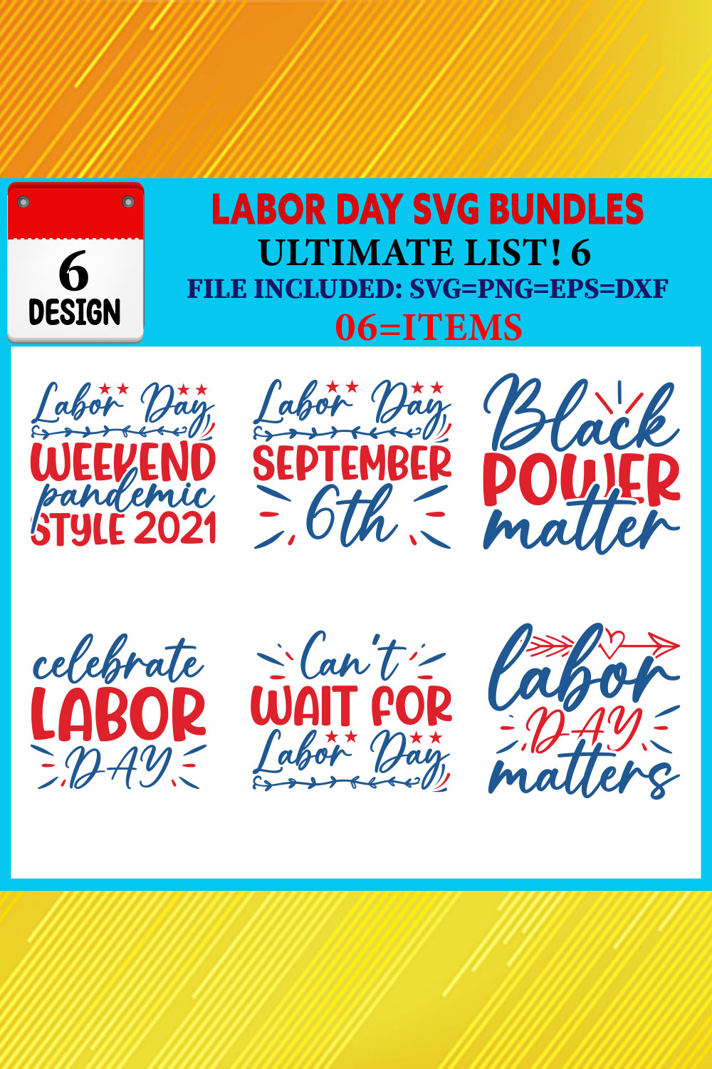 Labor Day T-shirt Design Bundle Vol-08 pinterest preview image.