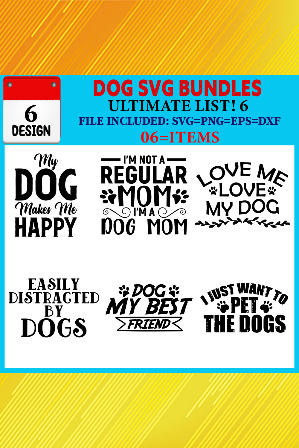 Dog T-shirt Design Bundle Vol-08 pinterest preview image.