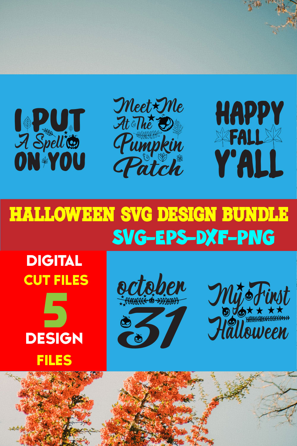 Halloween T-shirt Design Bundle Vol-10 pinterest preview image.