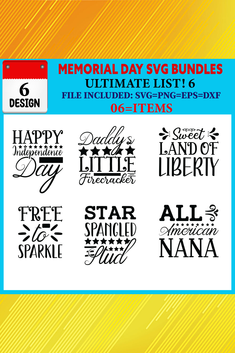 Memorial Day T-shirt Design Bundle Vol-01 pinterest preview image.