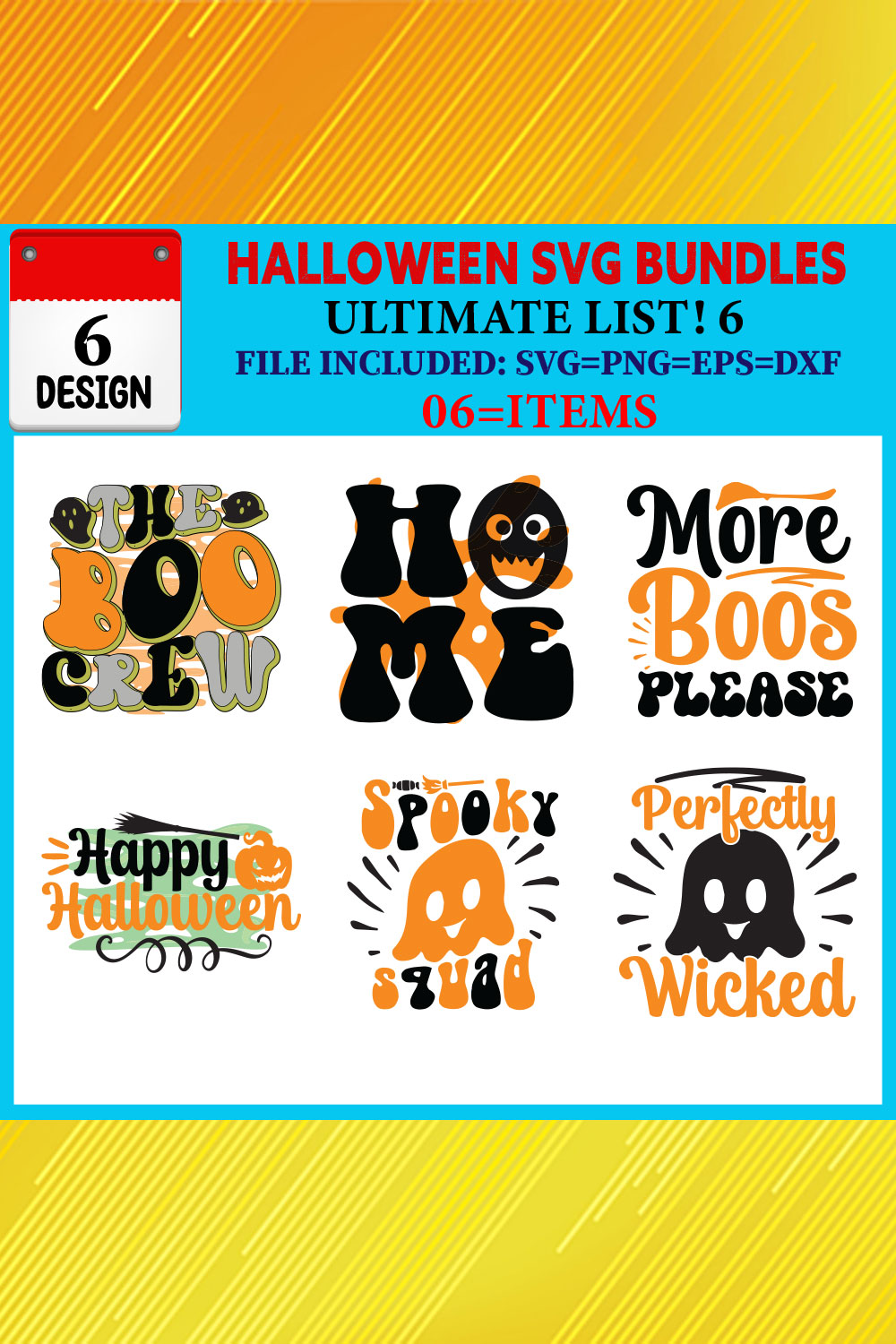 Halloween T-shirt Design Bundle Vol-10 pinterest preview image.