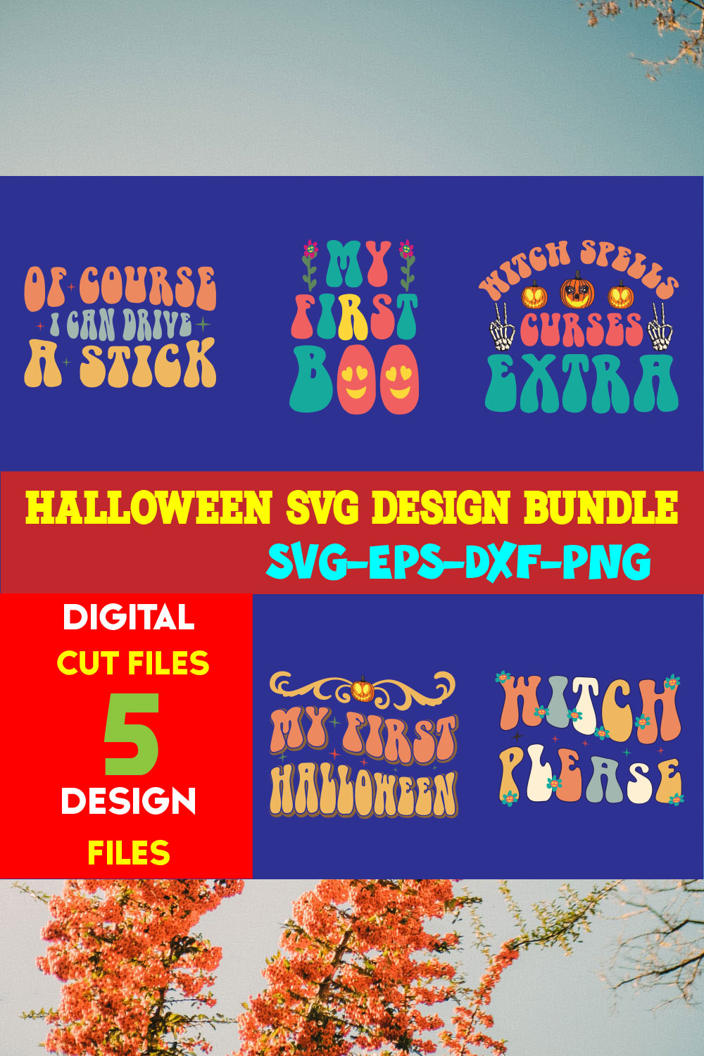 Halloween T-shirt Design Bundle Vol-23 pinterest preview image.