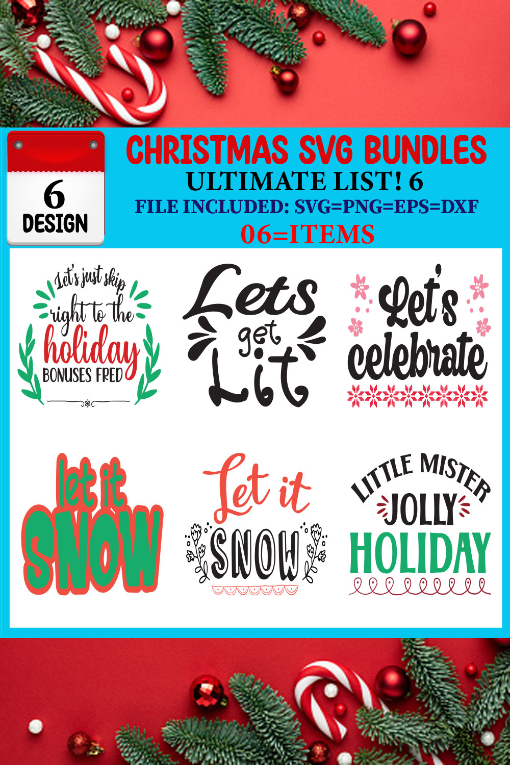 Christmas SVG T-shirt Design Bundle pinterest preview image.