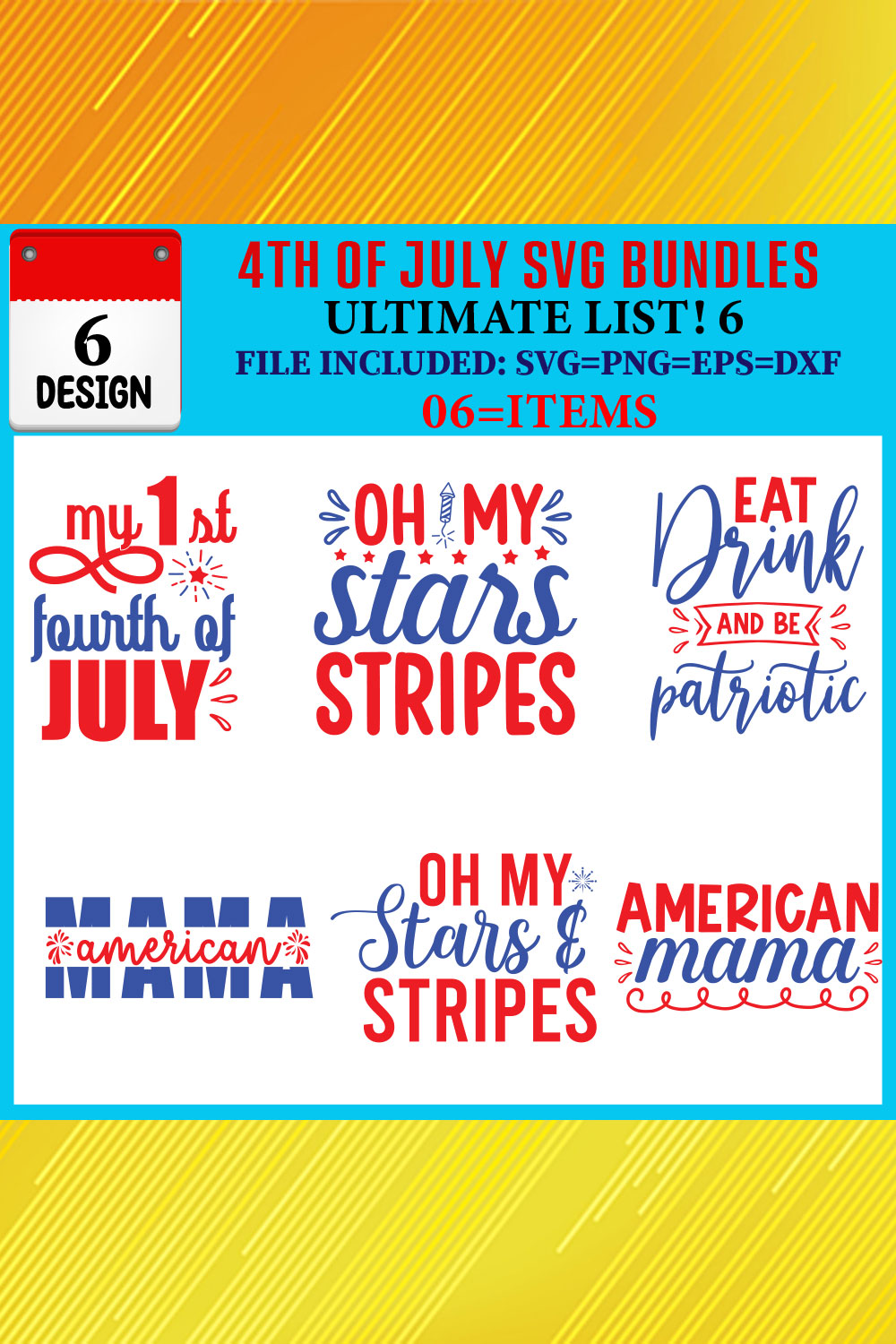 4th Of july T-shirt Design Bundle Vol-01 pinterest preview image.