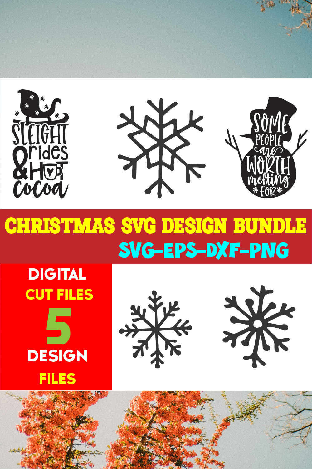 Christmas SVG T-shirt Design Bundle Volume-64 pinterest preview image.