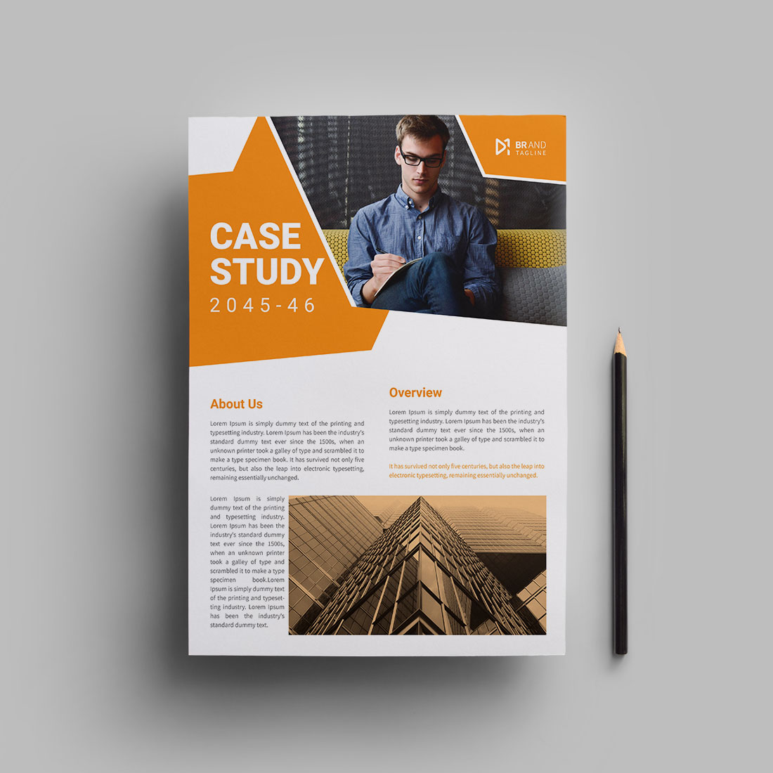 Case study flyer design template preview image.