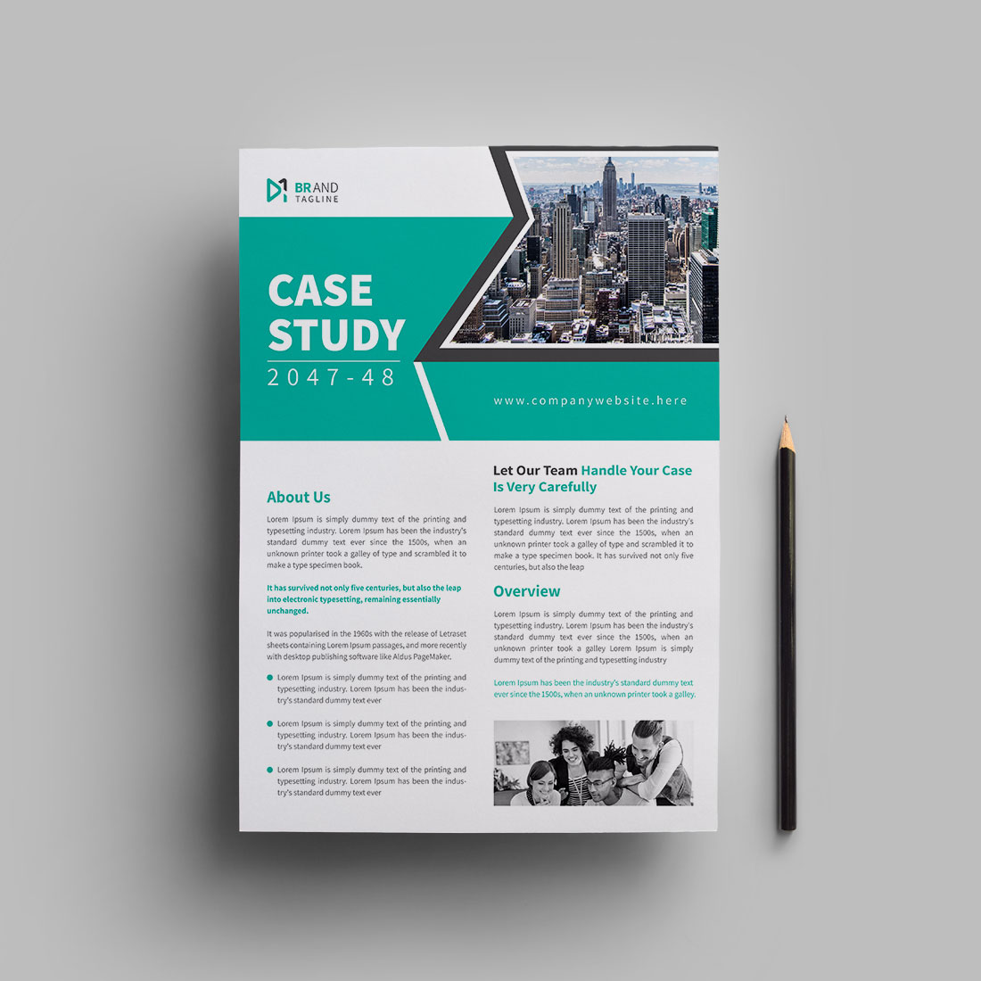 Case study flyer template design preview image.