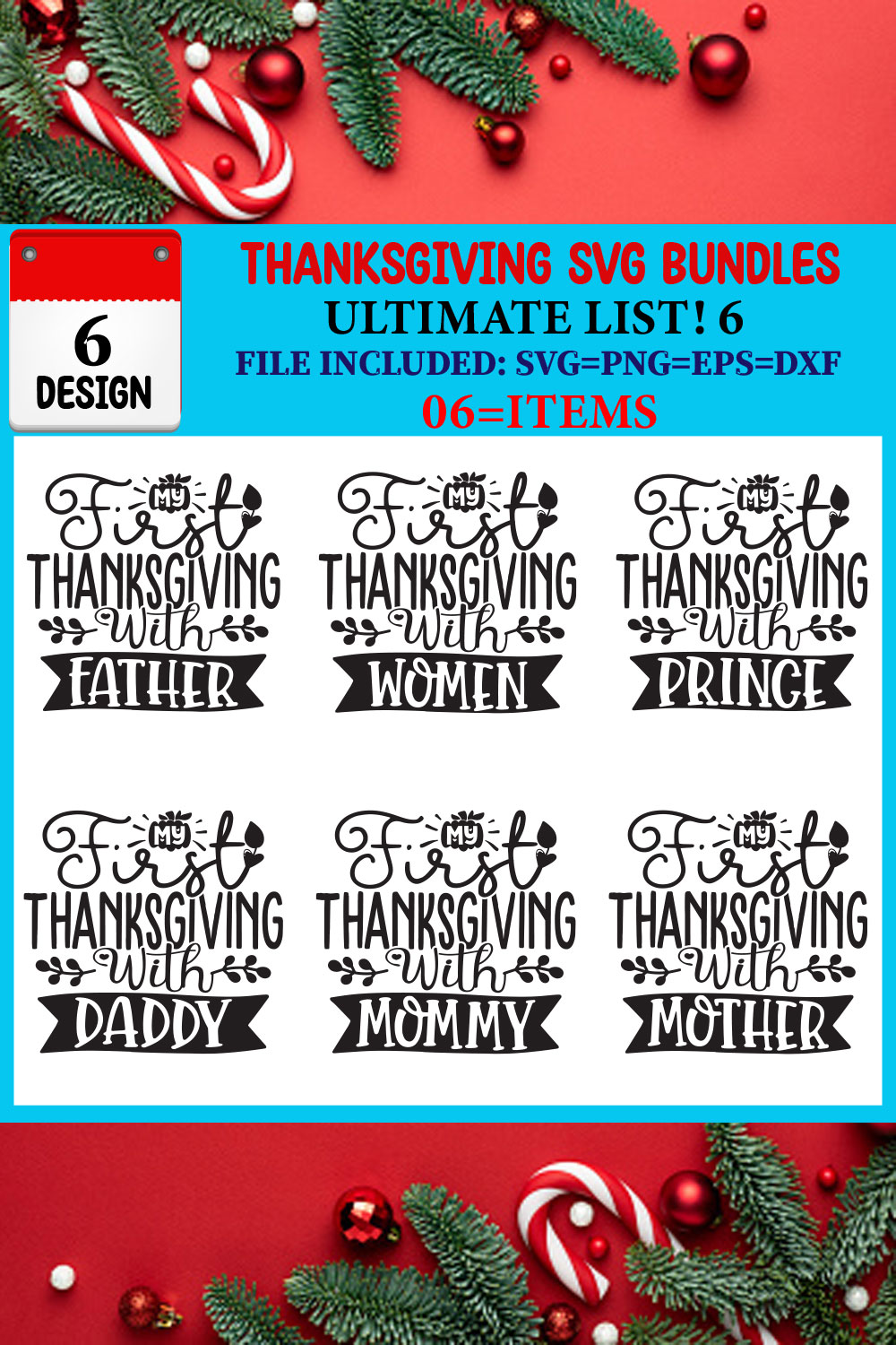 Thanksgiving T-shirt Design Bundle pinterest preview image.