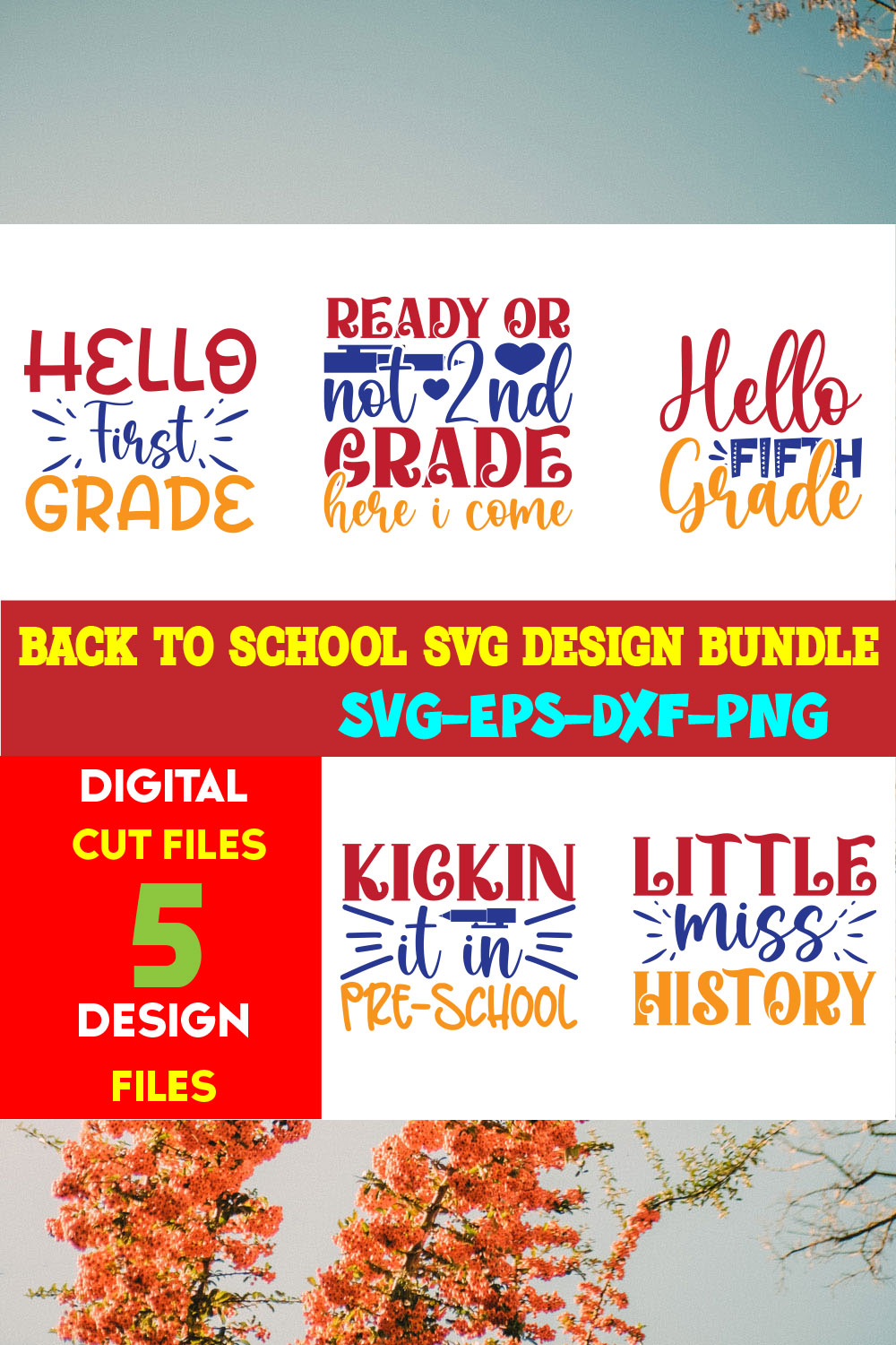 Back To School T-shirt Design Bundle Volume-14 pinterest preview image.