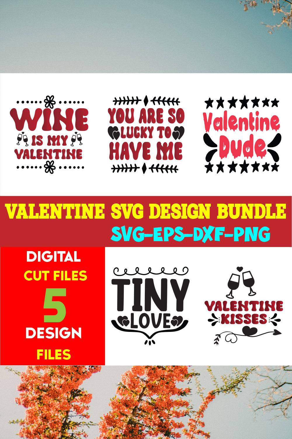 Valentine T-shirt Design Bundle Vol-29 pinterest preview image.