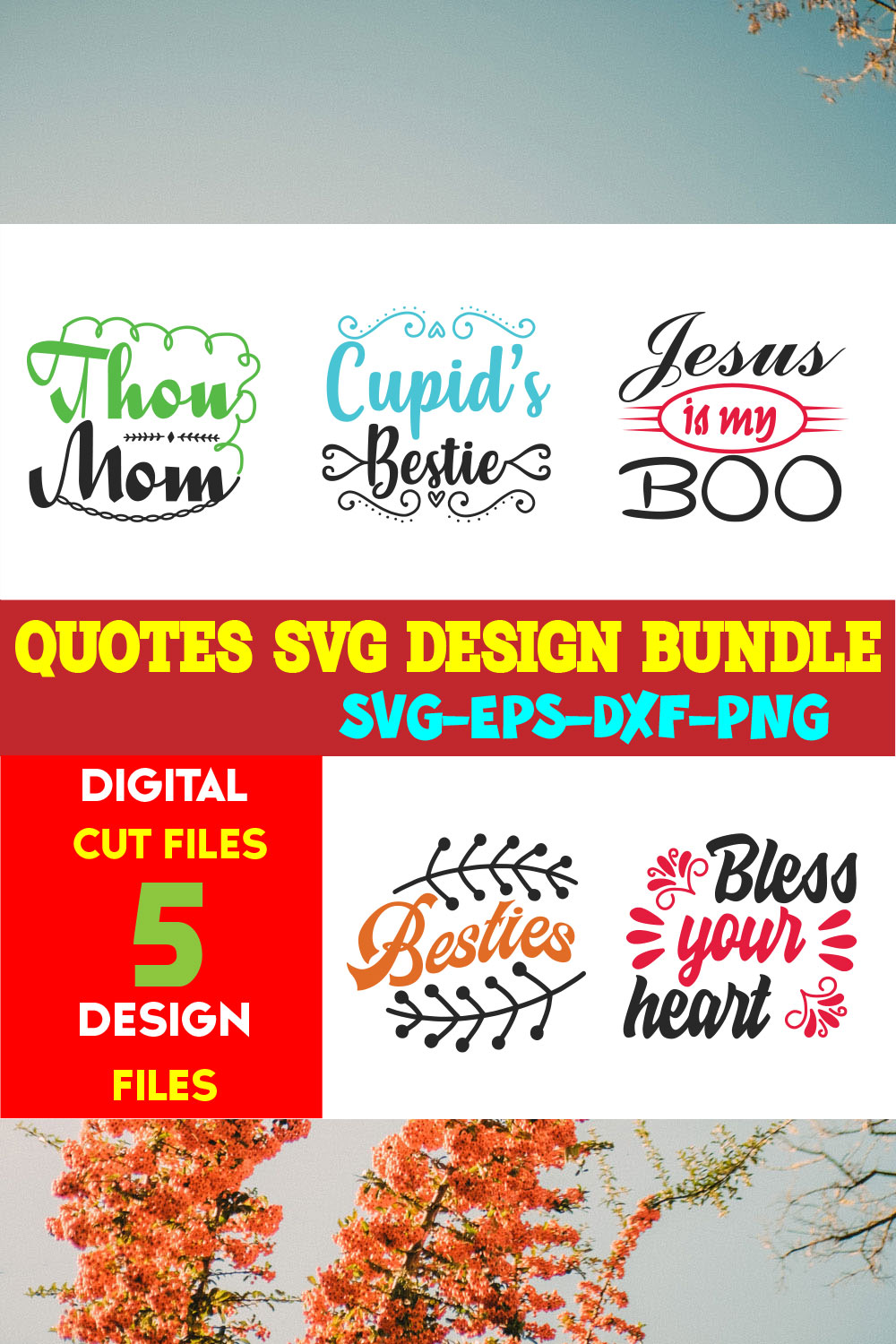 Quotes T-shirt Design Bundle Vol-17 pinterest preview image.