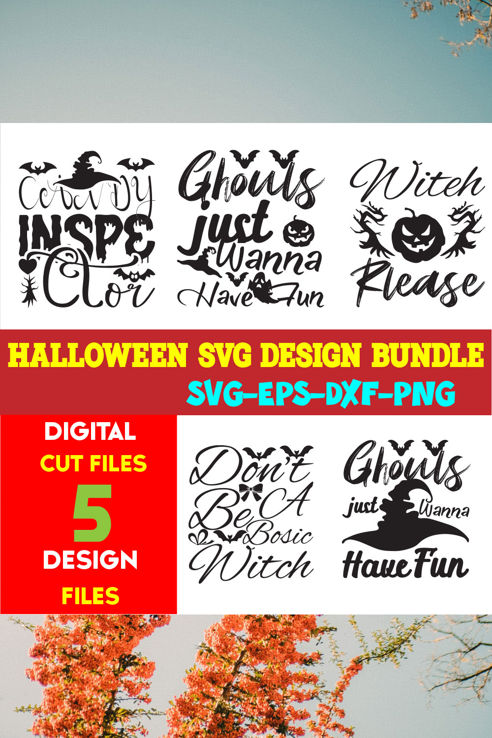 Halloween T-shirt Design Bundle Vol-34 pinterest preview image.