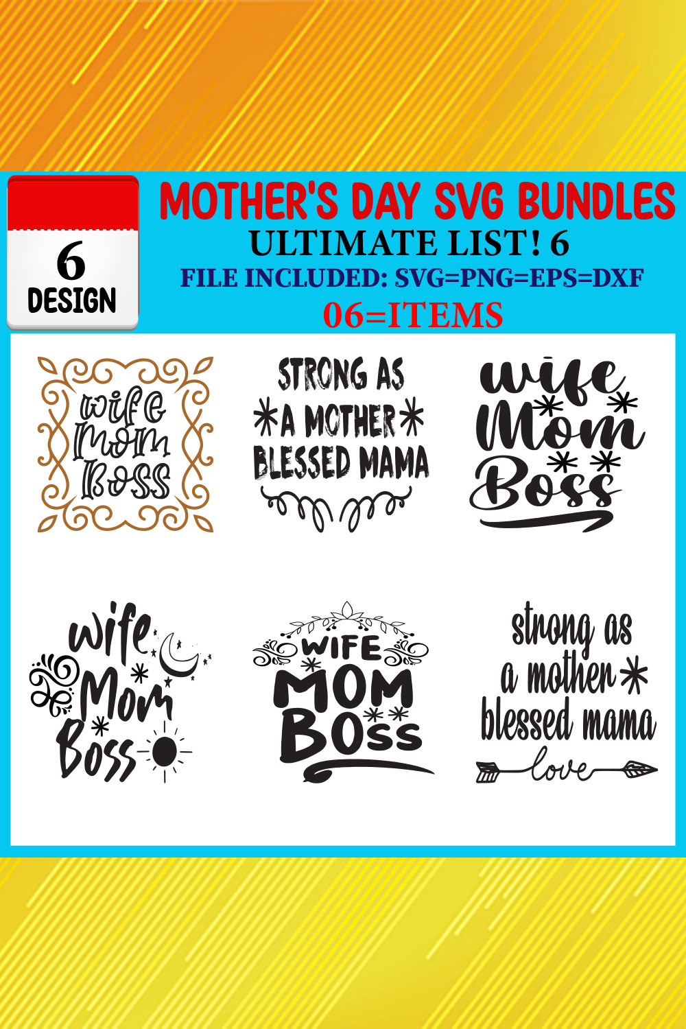 Mother's Day T-shirt Design Bundle Vol-15 pinterest preview image.