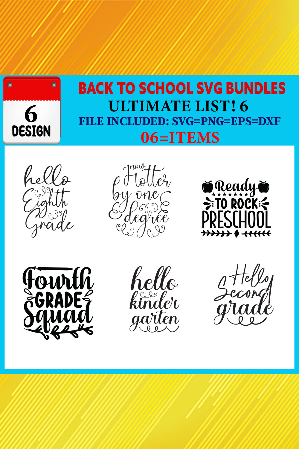 Back To School T-shirt Design Bundle Vol-10 pinterest preview image.