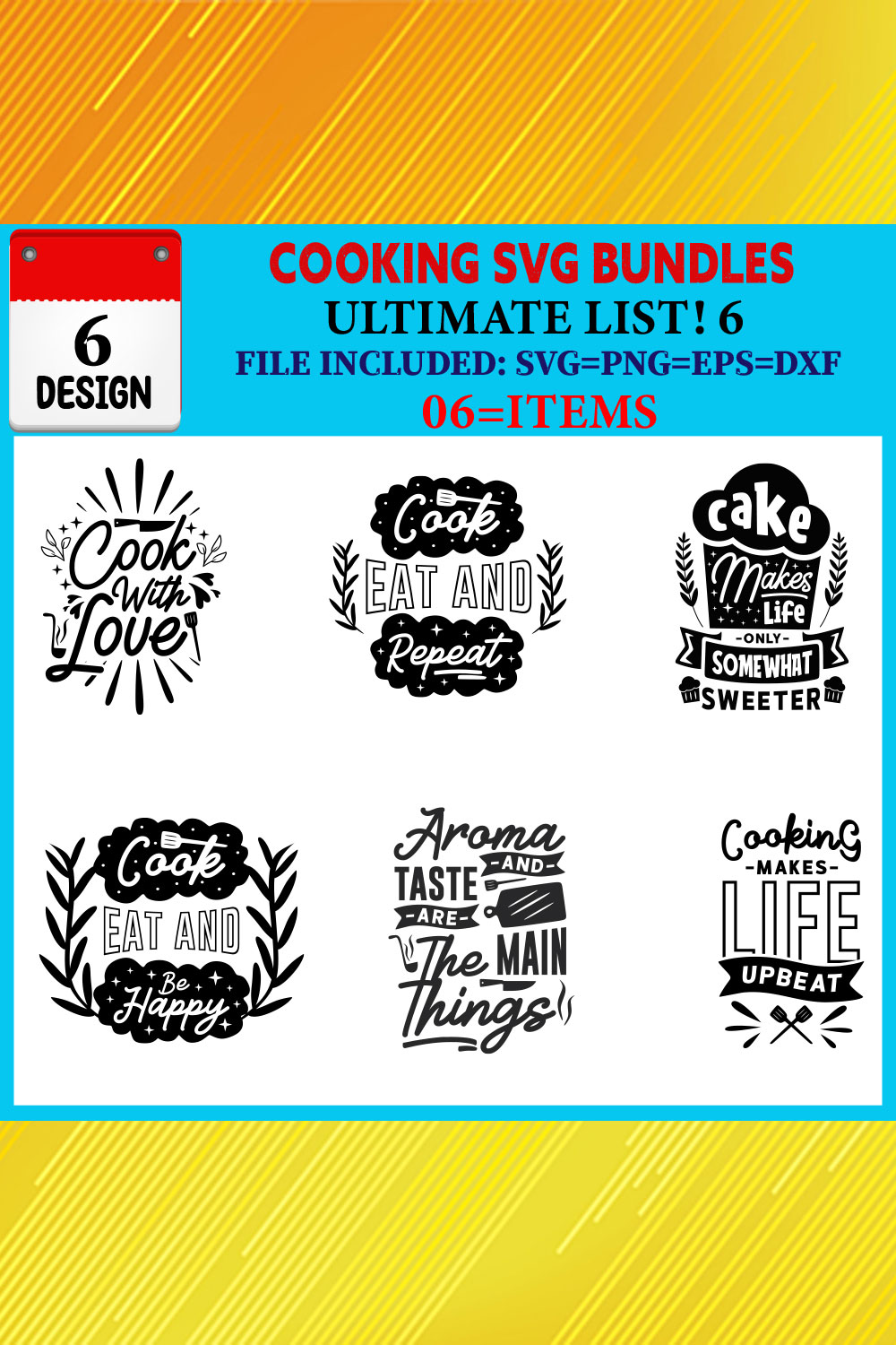 Cooking T-shirt Design Bundle Vol-01 pinterest preview image.