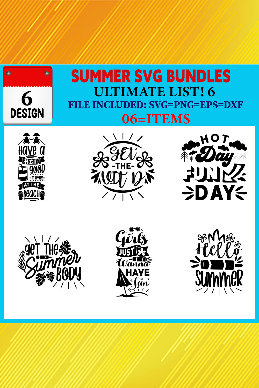 Summer T-shirt Design Bundle Vol-06 pinterest preview image.