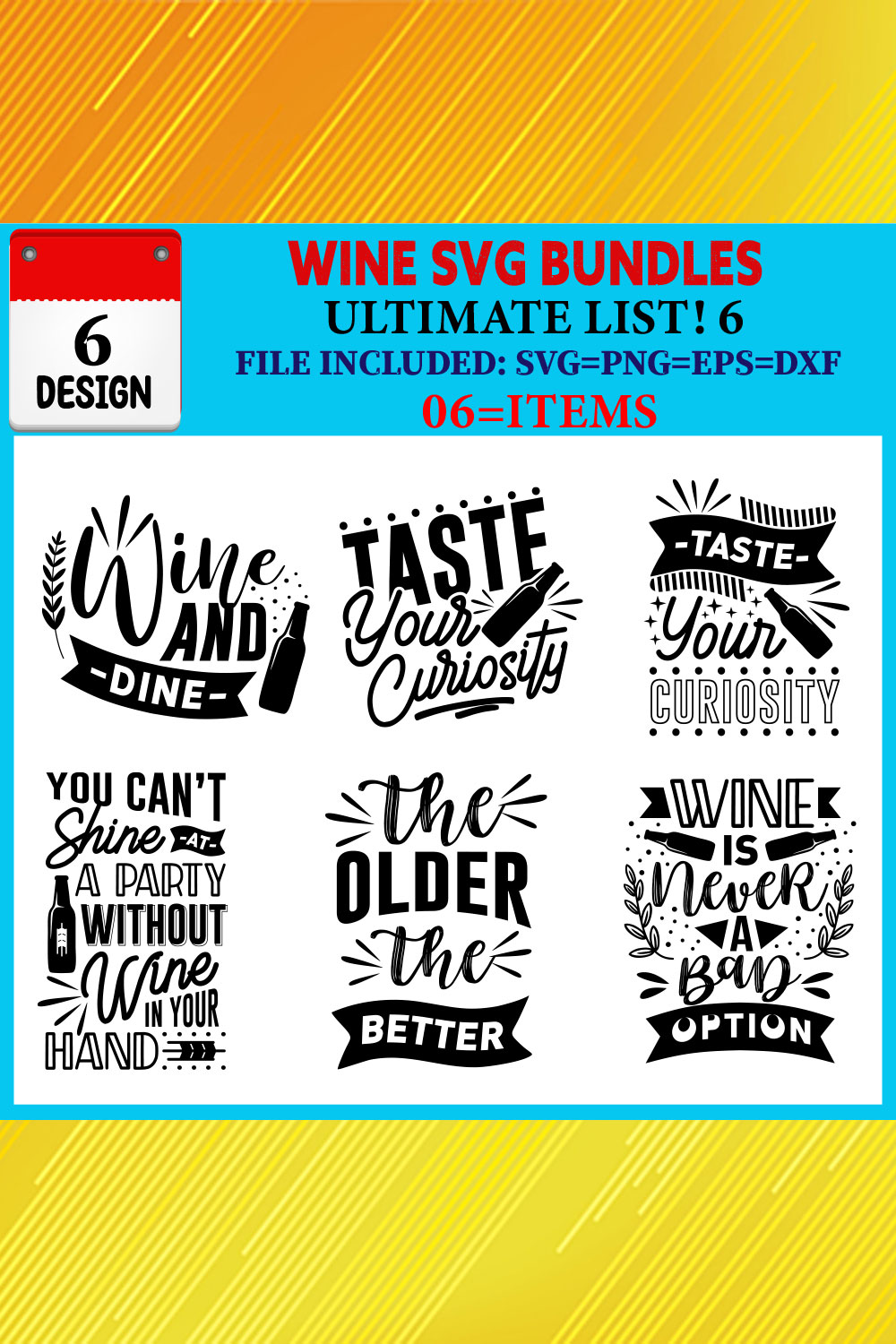 Wine T-shirt Design Bundle Vol-06 pinterest preview image.