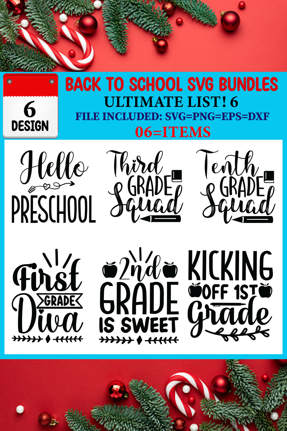 Back To School SVG T-shirt Design Bundle pinterest preview image.