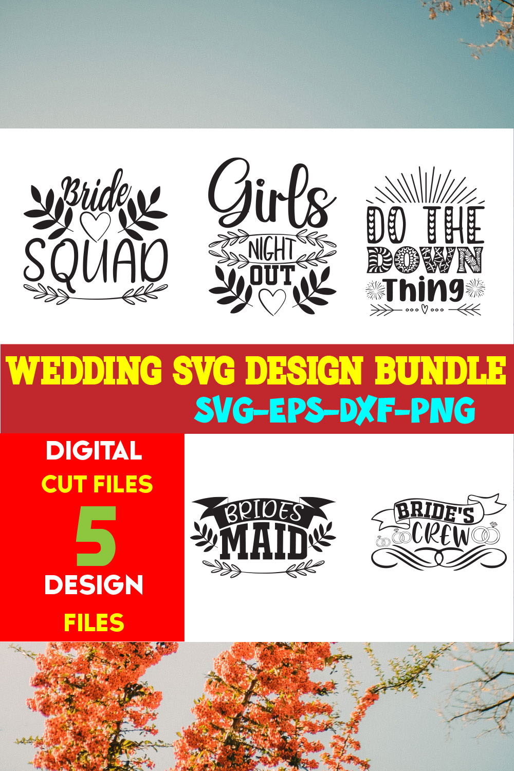 Wedding T-shirt Design Bundle volume -14 pinterest preview image.