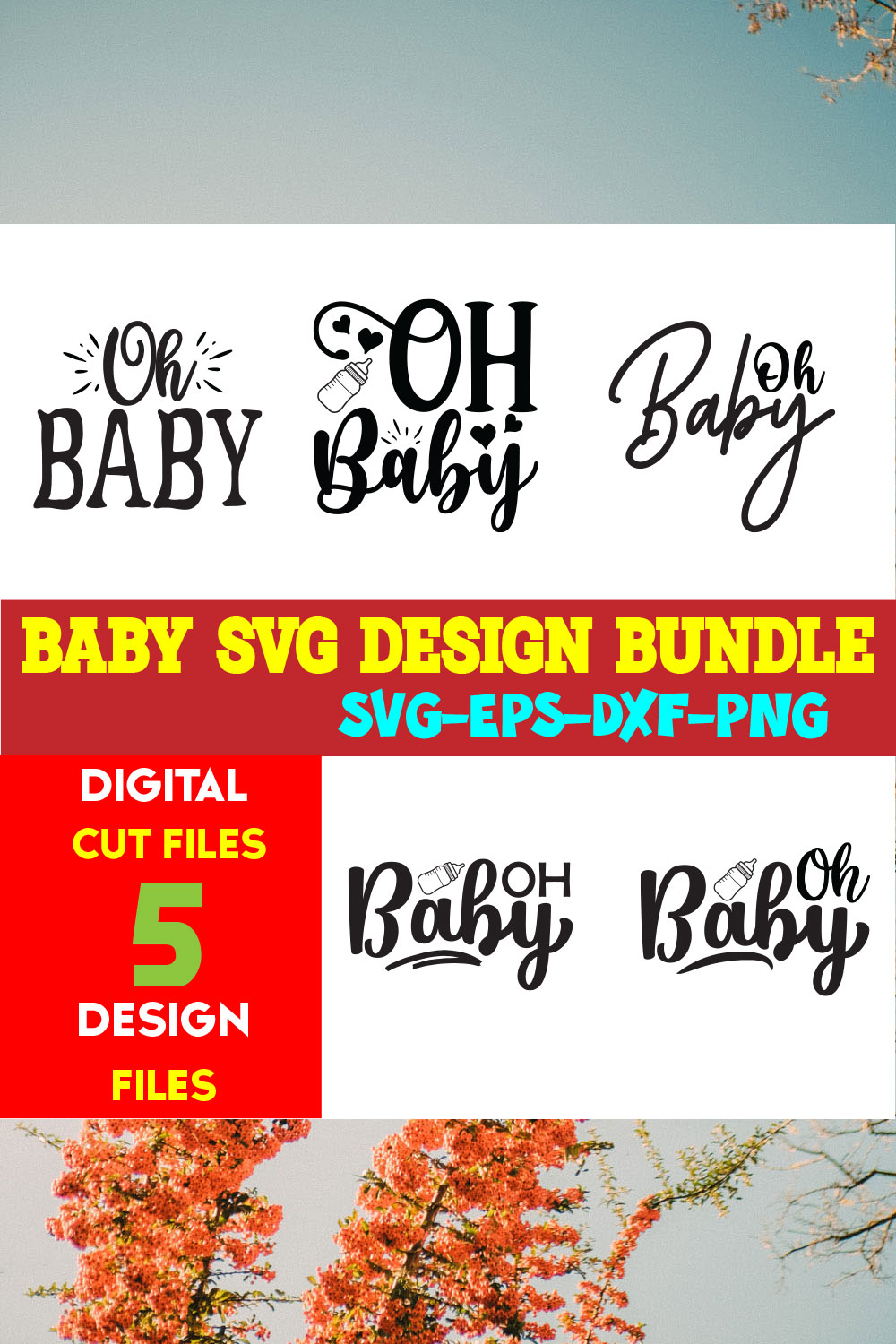 Baby T-shirt Design Bundle Volume-11 pinterest preview image.