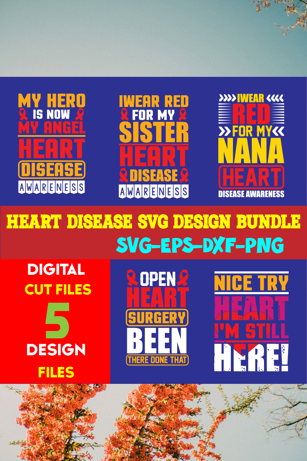 Heart Disease T-shirt Design Bundle Volume-03 pinterest preview image.