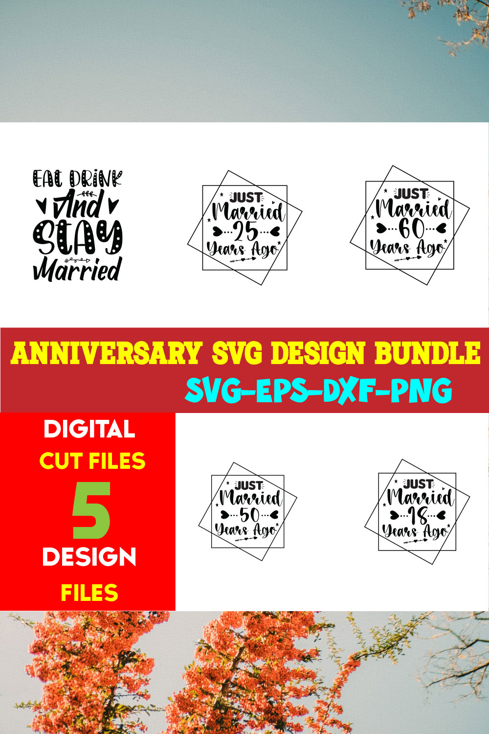 Anniversary T-shirt Design Bundle Volume-01 pinterest preview image.