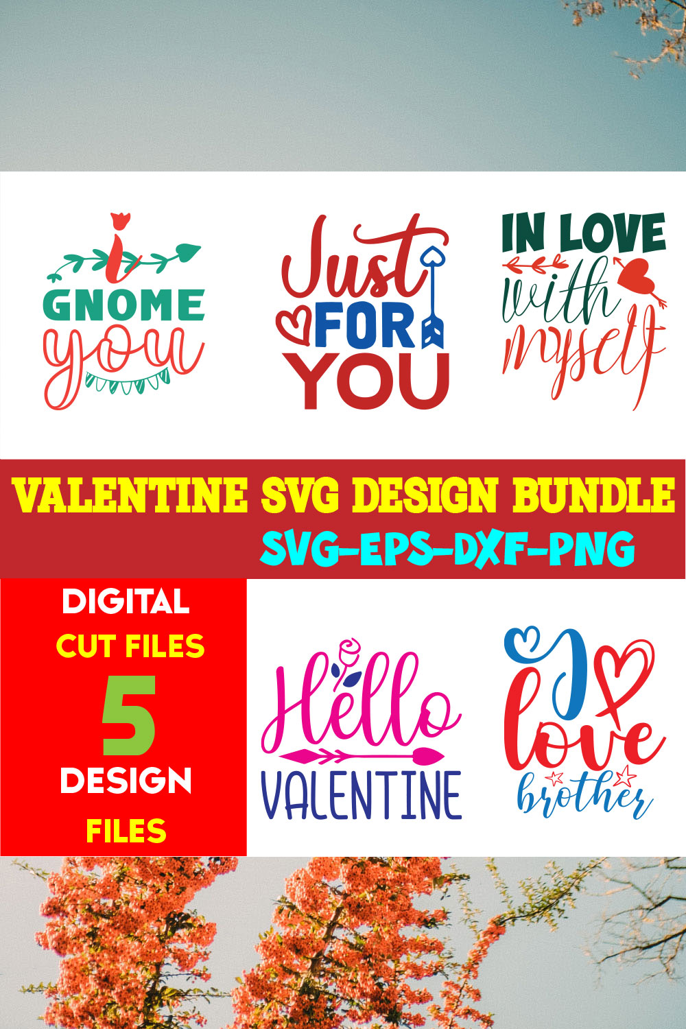 Valentine T-shirt Design Bundle Vol-21 pinterest preview image.