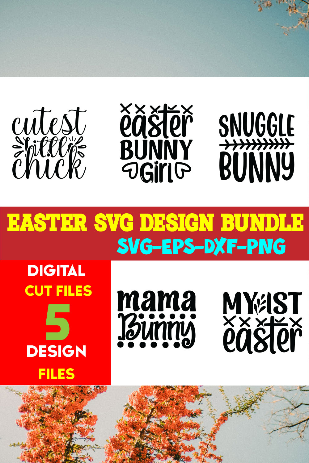 Easter T-shirt Design Bundle Vol- 15 pinterest preview image.