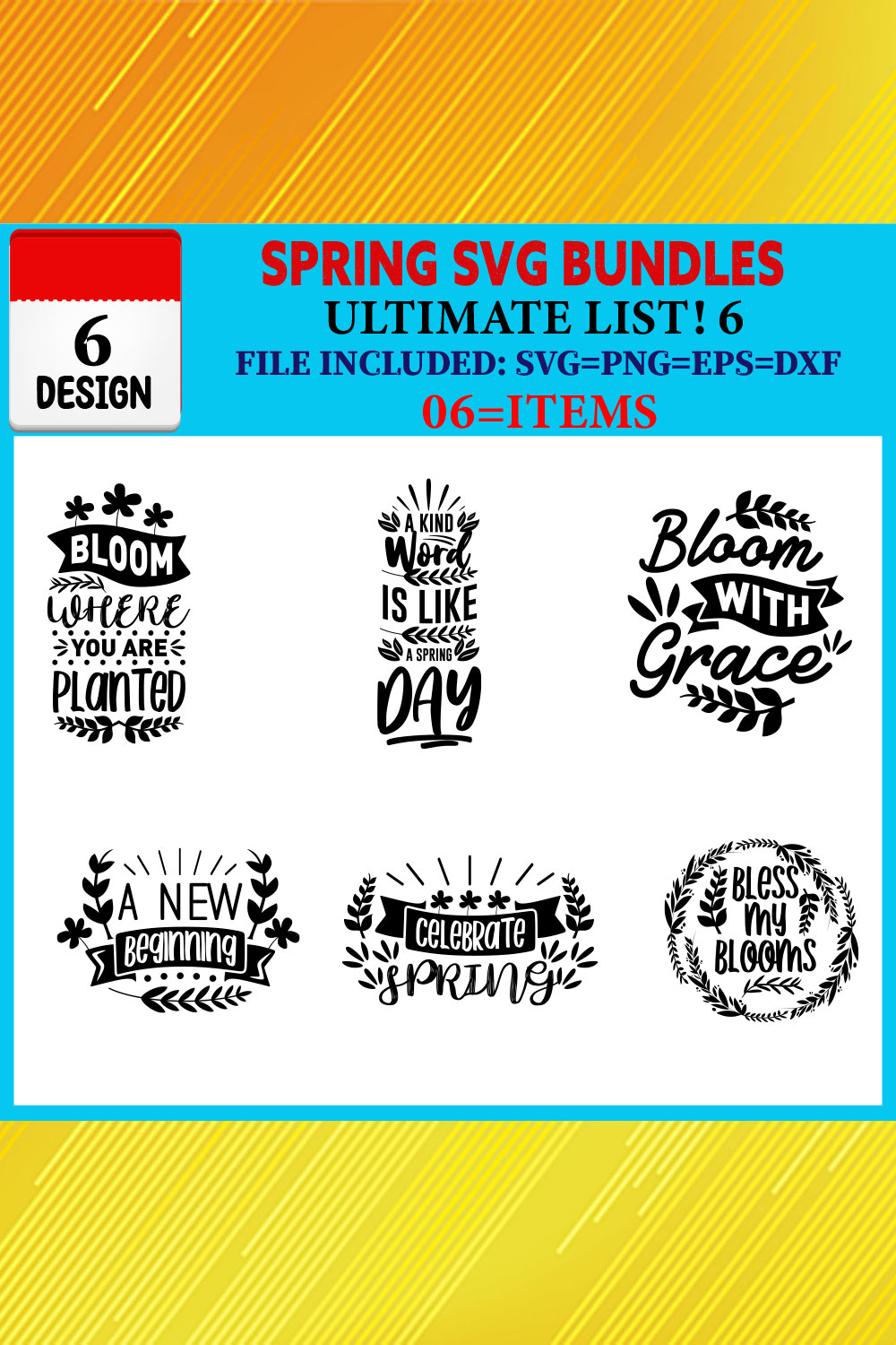 Spring T-shirt Design Bundle Vol-02 pinterest preview image.