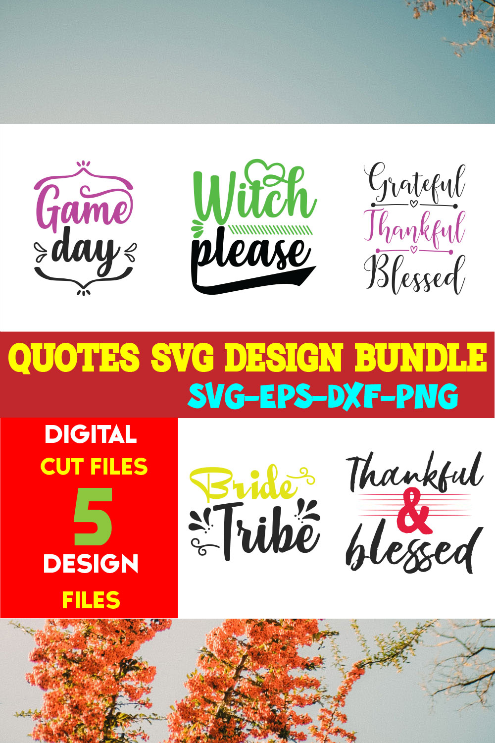 Quotes T-shirt Design Bundle Vol-16 pinterest preview image.