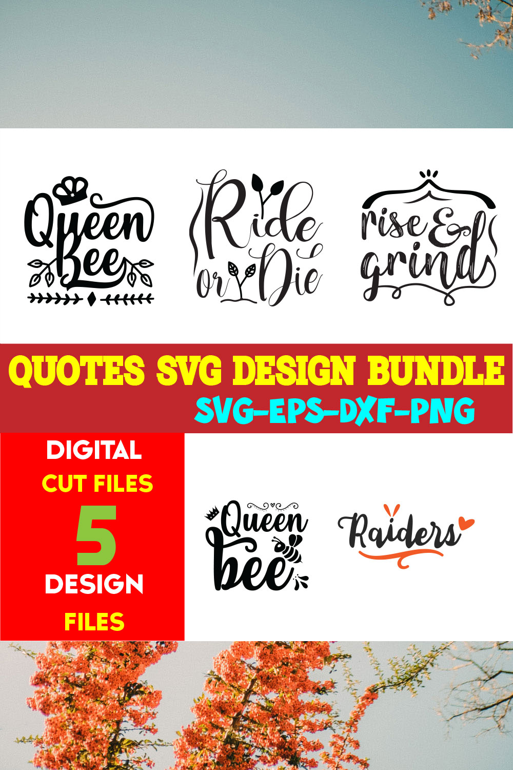 Quotes T-shirt Design Bundle Vol-12 pinterest preview image.