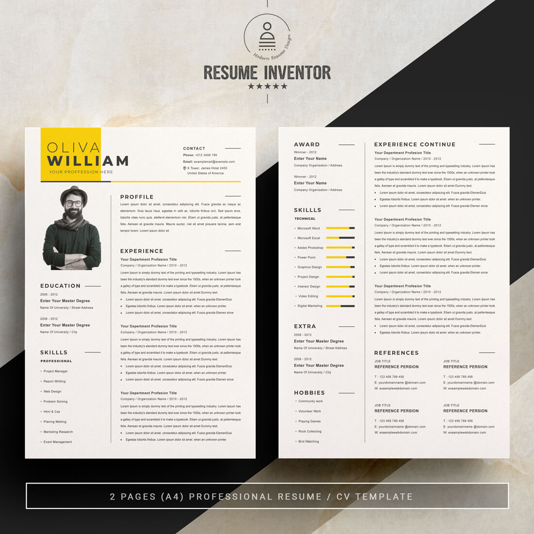 Modern Resume Template | Professional CV Template | Pages preview image.