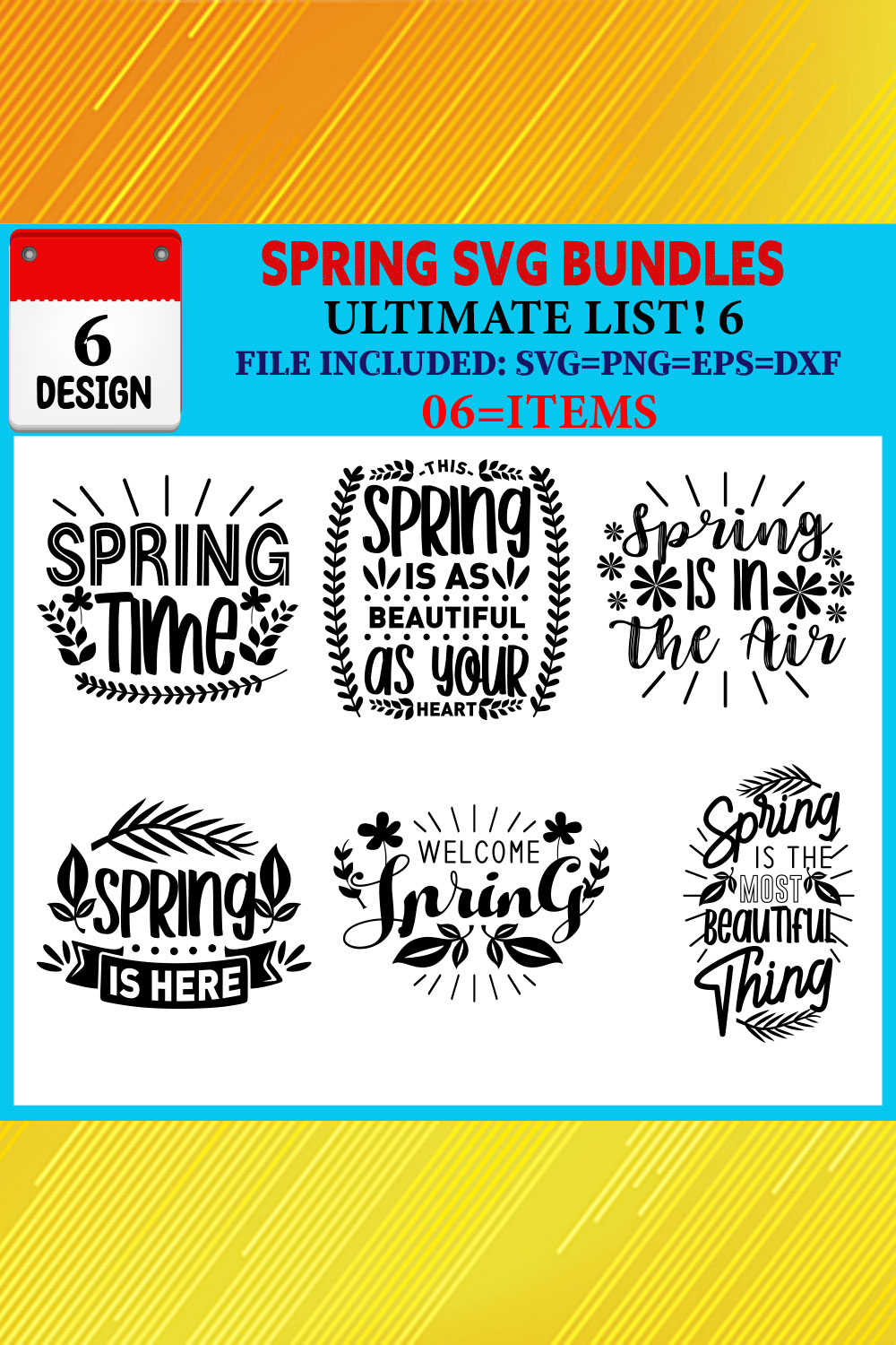 Spring T-shirt Design Bundle Vol-05 pinterest preview image.