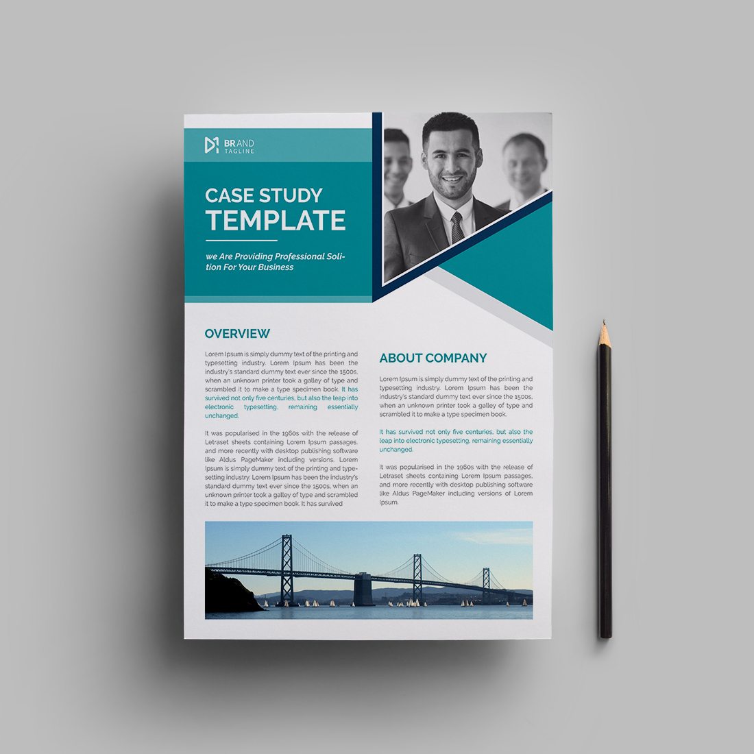 Case study flyer design template preview image.