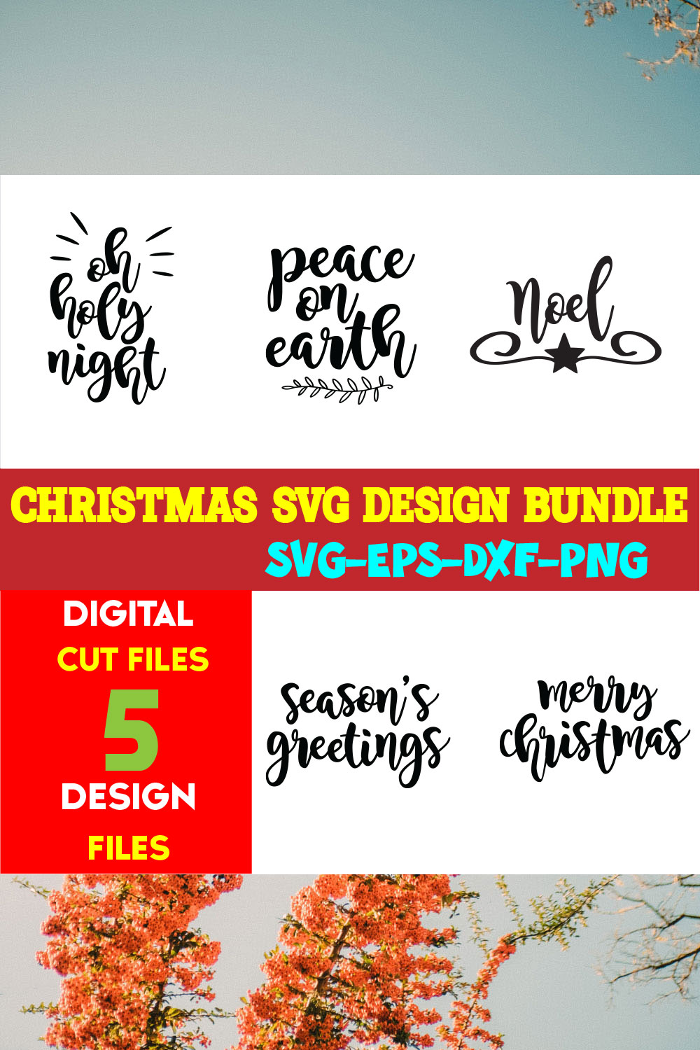 Christmas SVG T-shirt Design Bundle Volume-100 pinterest preview image.