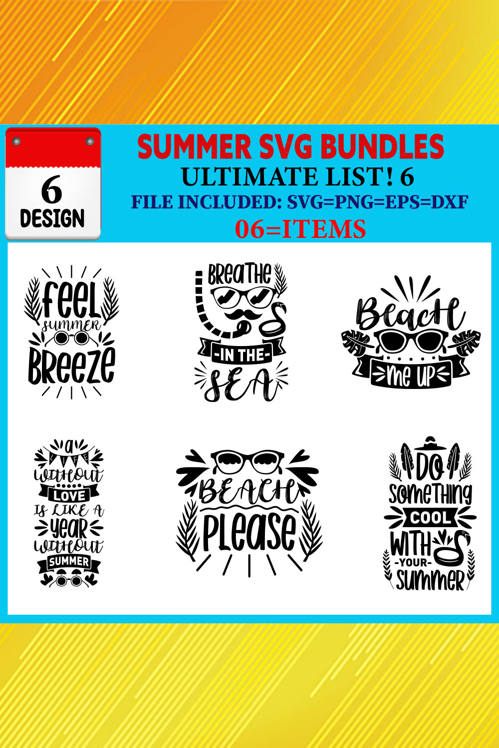 Summer T-shirt Design Bundle Vol-05 pinterest preview image.